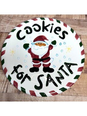 Cookies For Santa Christmas Ceramic Plate 8-Inch Hand-Painted Holiday Decor